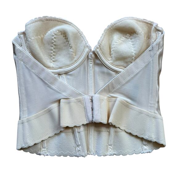Vintage Adonna Bustier 34B Cream Underwire Longline Bra JCPenny 80s Pinup Corset - Picture 5 of 14